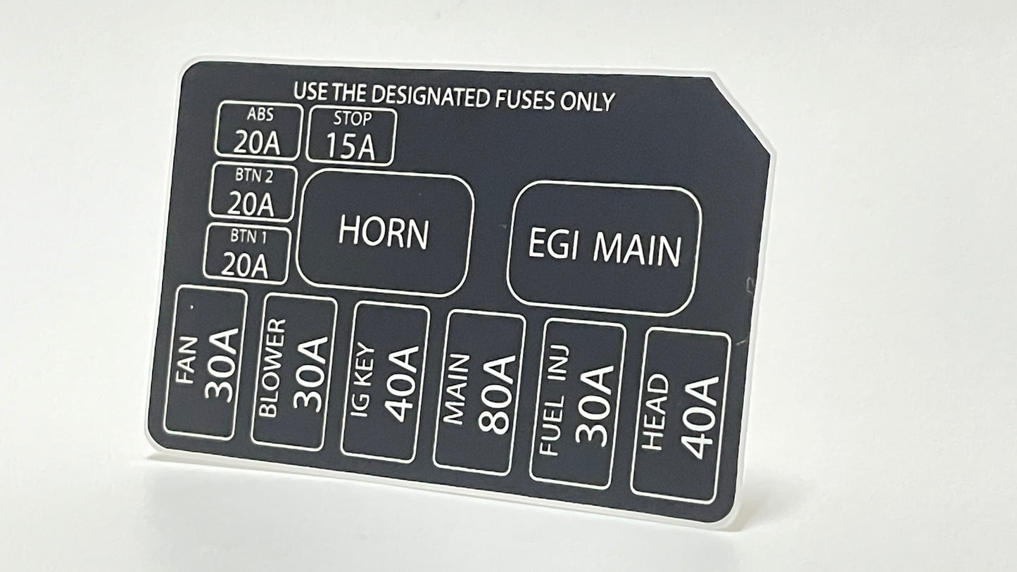 Miata Engine Fuse Box Decal