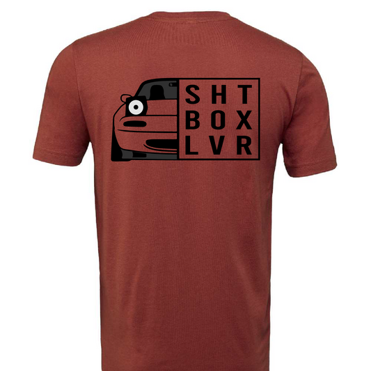SaikoMFG SHT BOX LVR t-shirt back print, NA Miata edition, rust