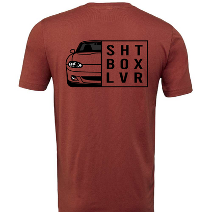 SaikoMFG SHT BOX LVR t-shirt back print, NB Miata edition, rust